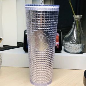 NWT Starbucks Silver Disco Grid Tumbler Cup 24 oz